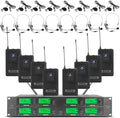 WENWEN Wireless Microphone System UHF 8 Channel 8 Lavalier Bodypacks 8 Lapel Mic 8 Headsets for Karaoke System Church Speaking Conference Wedding Party 3 Year Warranty