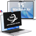 Magnetic MacBook Air 15 Inch Privacy Screen(2023-2025, M2, M3, M4), Removable Anti Glare Blue Light Macbook Pro Screen Protector, 360° Anti Spy and Easy Install Shield