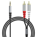 RCA to 3.5mm AUX Cable, (1M/3.3Feet) 3.5mm 1/8 to RCA 2-Male Headphone Jack Adapter Y Splitter Premium Stereo Audio Cord for Smartphones, Tablets, HDTV,or MP3 Players, Speakers