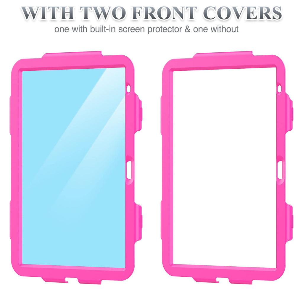 SEYMAC stock Case for iPad (A16) 11th/10th Generation 11''/10.9'' 2025/2022, Full-Body Drop Protection Case with Screen Protector &360° Rotate Hand Strap/Stand, Pink+Black