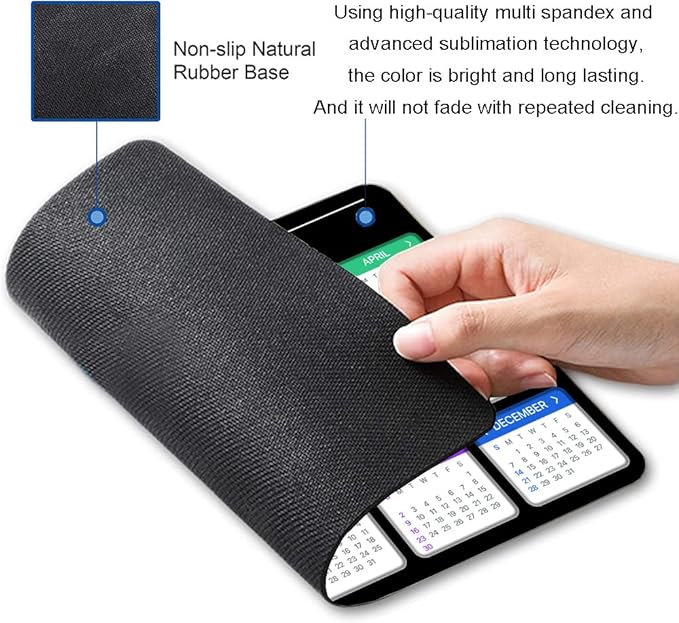 Hokafenle Mouse Pad, Black 2025 Calendar Mouse Pad, Premium-Textured Square Waterproof Mouse Mat Non-Slip Rubber Base MousePads for Office Laptop Home