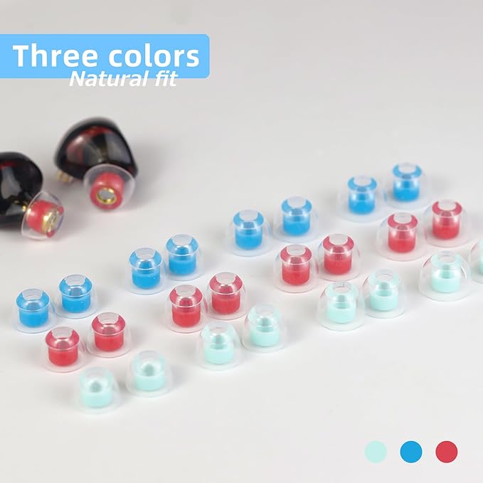 OKCSC 2 Pieces Liquid Silicone Eartips, Breathable Silicon Eartips Set with Box,for Earbuds,Low-Profile Hearing Protection for Sleep,Study,Travel,Work,Office,Bowl Type(1 Pairs/L/Green/No Earphone)