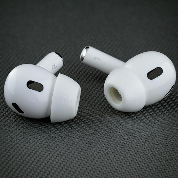 Comply TrueGrip MAX | Premium Memory Foam Replacement Earbud Tips for Apple AirPods Pro 1 & 2 | Long Lasting Comfort, Extreme Durability, Secure Fit, Superior Noise Isolation| White (Large) (3 Pairs)