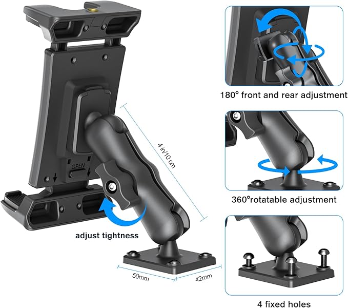 OHLPRO Car Tablet Holder - Heavy Duty Drill Base, Tablet Mount for Truck Compatible with iPad Samsung Tab 5"-13" Tablet and Phone, iPad Stand for Wall/Business/Vehicle/Desktop, etc.