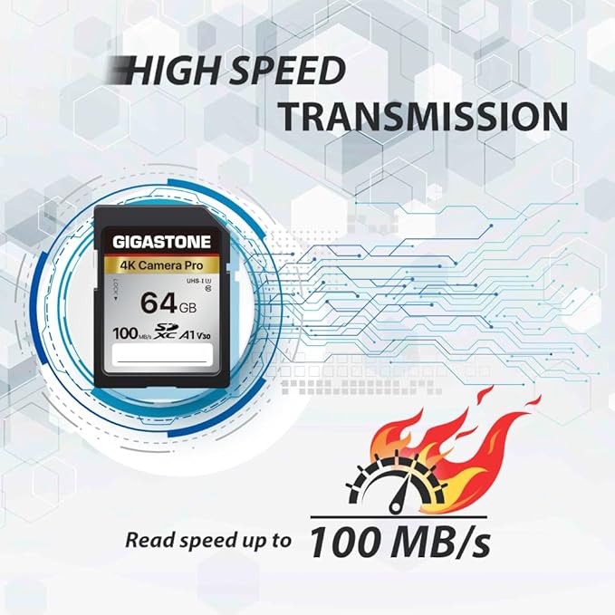 [5-Yrs Free Data Recovery] GIGASTONE 64GB SD Card 2-Pack, 4K Camera Pro, A1 V30 SDXC Memory Card 4K UHD Video Compatible with Canon Digital Camera, with 2 Mini Cases