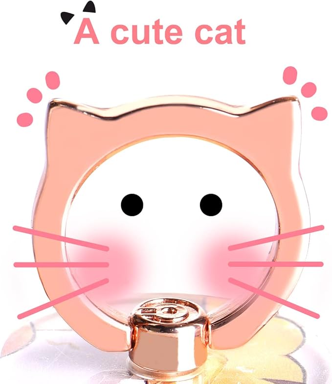 Cat Phone Ring Holder - EI Sonador Clear Cell Phone Ring Holder Transparent Stand Finger Grip (2 Gold Cat)