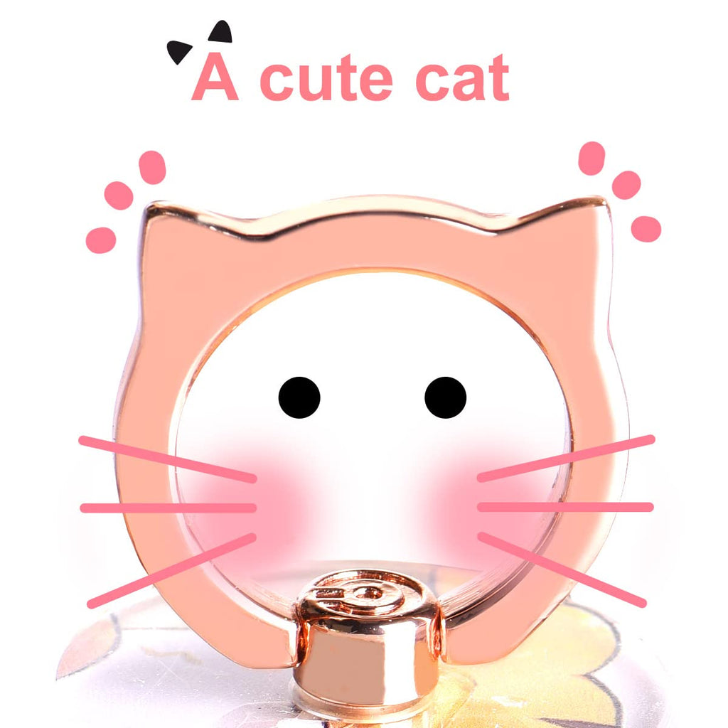 Cat Phone Ring Holder - EI Sonador Clear Cell Phone Ring Holder Transparent Stand Finger Grip (2 Gold Cat)