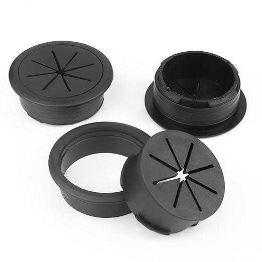 Desk Grommet 2 Inch 8Pcs Grommets Desk Hole Cover for Cables Wire Grommet Kit with Hole Saw(Black, 2Inch_50mm)