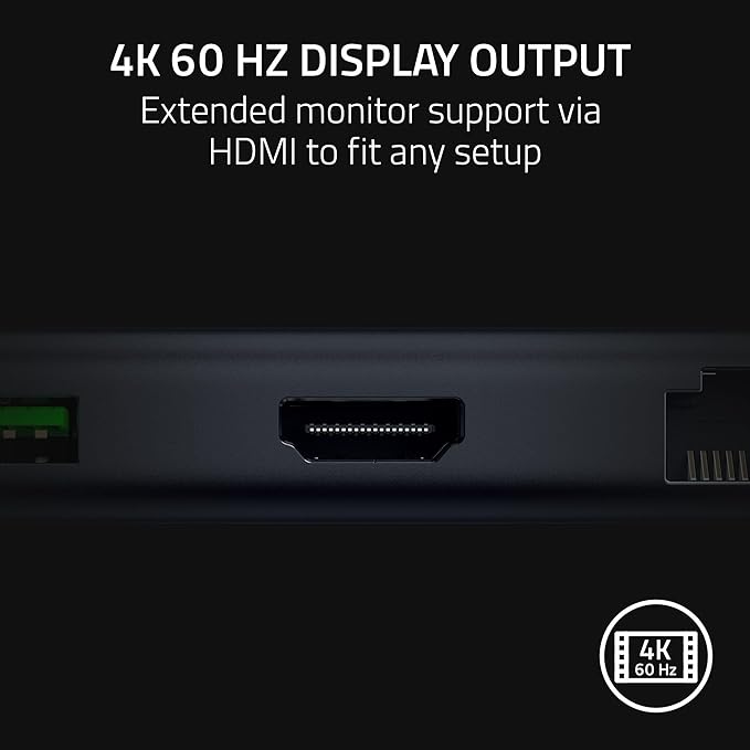 Razer USB C Dock 11-Port Travel Charging Station for Windows Mac Laptop iPad Surface Chromebook Galaxy Tab: Type C, HDMI, Ethernet, MicroSD - 4K 60 Hz Display - 85 W Tablets + Mobile Fast Charge