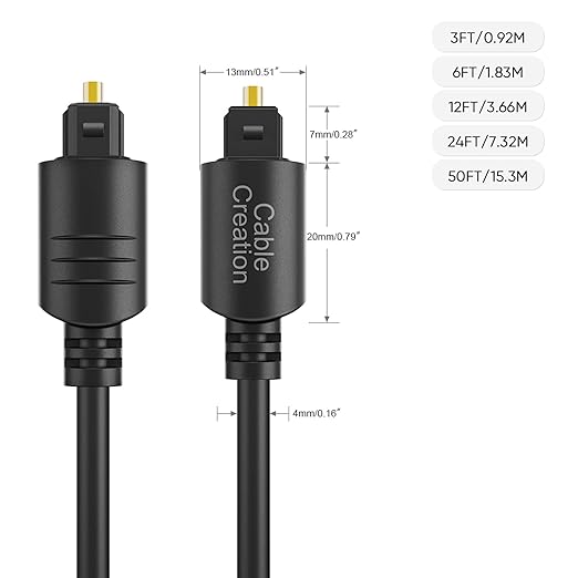 CableCreation Digital Optical Audio Cable 6 Feet, Fiber Optical Toslink Cable for Home Theater, Sound Bar, TV, PS4, Xbox, VD/CD Player, Blu-ray Players,Game Console & More, 1.8M