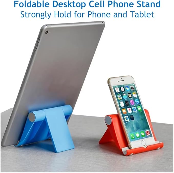 Cell Phone Stand for Desk Foldable Cell Phone Holder Desk Tablet Holder Mobile Phone Dock, Multi-Angle Universal Adjustable Tablet Dock Compatible with Most Cell Phones (Red)