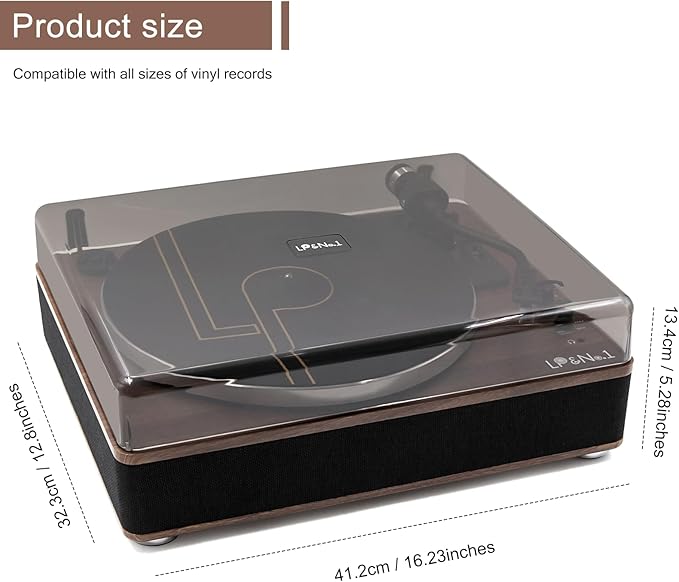LP&No.1 Vinyl Record Player with Built-in Speakers, Vinyl Turntable with Magnetic Cartridge, Wireless,USB Recording and Playback,BT Out, Aux-in, Headphone Output,Auto Off, AT-3600L, 2-Speed Player