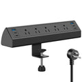 Desk Clamp Power Strip USB C,Under Desk Mount Power Station,20W Fast Charging,Fits 1.9'' Tabletop Edge,Desk Surge Protector,Perfect Home,Office Supplies (Black, 5 Outlets & 6 USB Ports & 10 FT Cable)