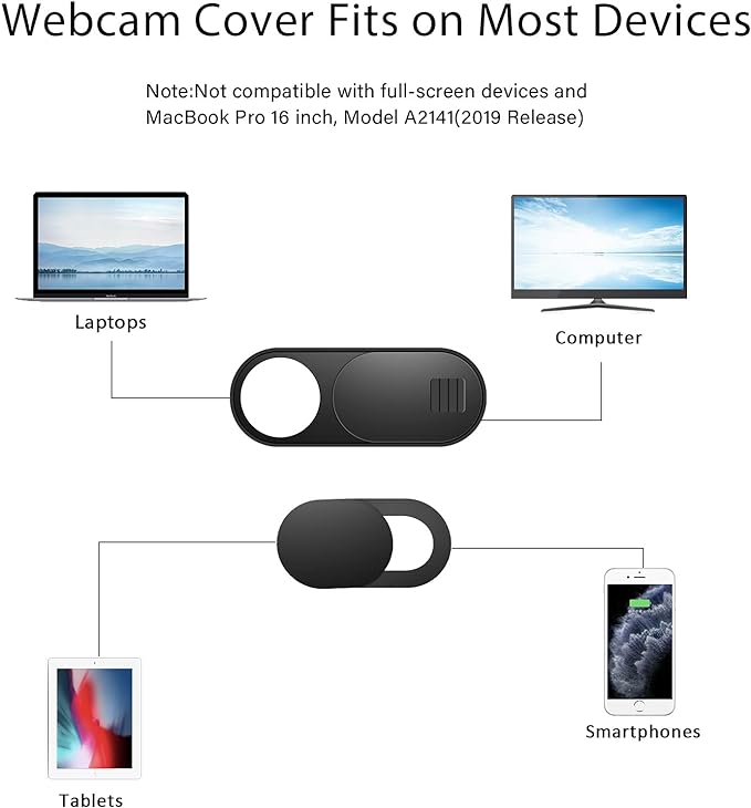 Laptop Camera Cover Slide, 12 Pack Webcam Cover, Phone Camera Cover, Ultra-Thin Computer Slide - Fits Most Laptop, Desktop, PC, Tablet, Smartphone to Protect Your Privacy and Security