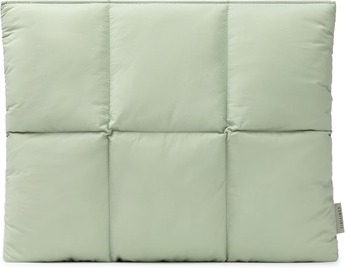 Comfyable Puffy Laptop Sleeve 15 Inch 16 Inch, Quilted Puffer Laptop Carrying Case, Pillow Pouch Compatible for MacBook Air 15 in M4 2025 & MacBook Pro 16 in M4 2024, Sage