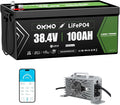 OKMO 36V 100AH Golf Cart Lifepo4 Lithium Battery with 43.8V 22A Charger, Built in 250A Bluetooth BMS, Peak Current 500A(3-5s), Perfect for Golf Cart