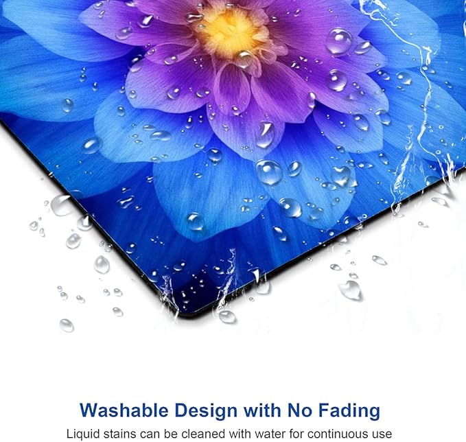 Blue Watercolor Lotus Flower Mouse Pad, Custom Design, 9.5x7.9 Inch, Non-Slip Rubber Base, Waterproof, Washable