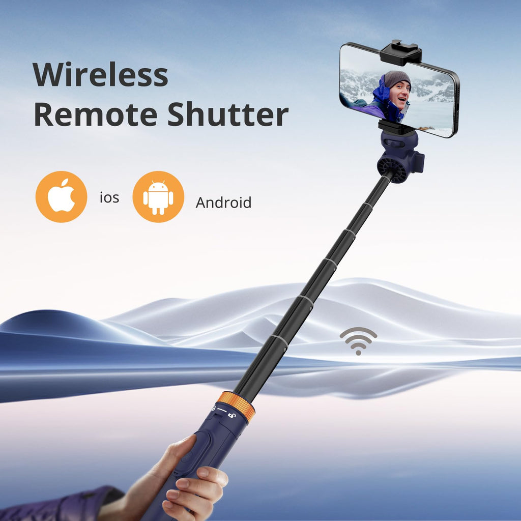 Sensyne 72" Phone Tripod, Extendable Selfie Stick with Detachable Phone Holder Compatible with All Cell Phones/Camera Blue