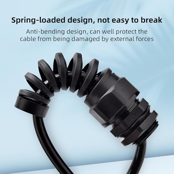 Strain Relief Cord Connector, CGELE 2 Pack NPT 1/2" Waterproof Cable Gland Cord Grip Spiral Adjustable Connector Strain Relief Cord Connectors Joints Nylon with Gaskets
