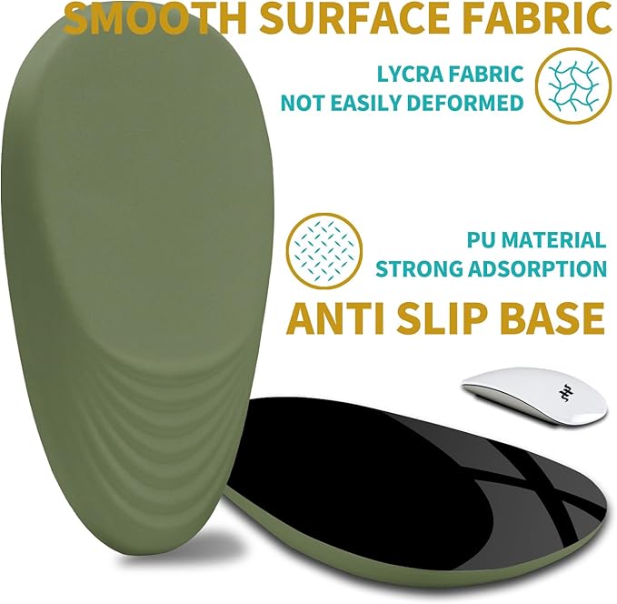 Hokafenle Ergonomic Mouse Pad Wrist Support with Stepped-Wedge Design, Wrist Rest Pain Relief Mousepad Filled with Memory Foam, Carpal Tunnel Mousepad for Wireless Mouse(12x8 inch, Dark Green)