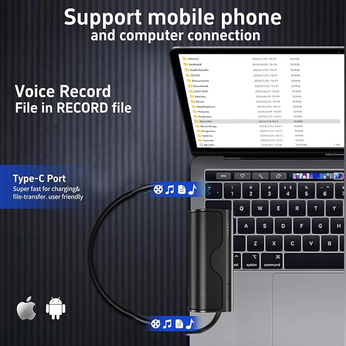 128G Magnetic Voice Recorder with Really AI-Intelligent Triple Noise Reduction,35 Days Continuous Recording Device,Voice Activated Audio Recorder,Digital Voice Recorder Meetings/Interviews/Classroom