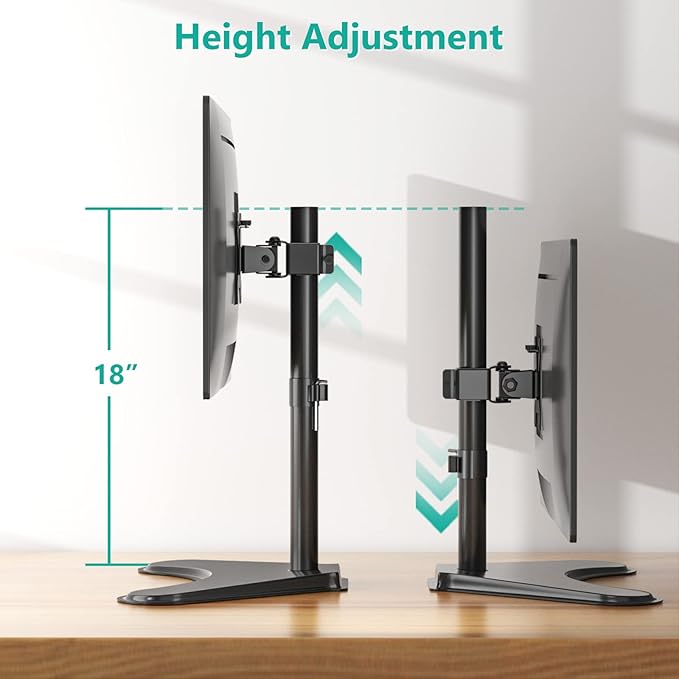 WALI Single Monitor Stand for 13-32 Inch Computer Screens, Freestanding Single Monitors Arm Desk Mount, Universal VESA Monitor Mount 75x75/100x100mm, Adjustable Height and Angle, (MF001), Black