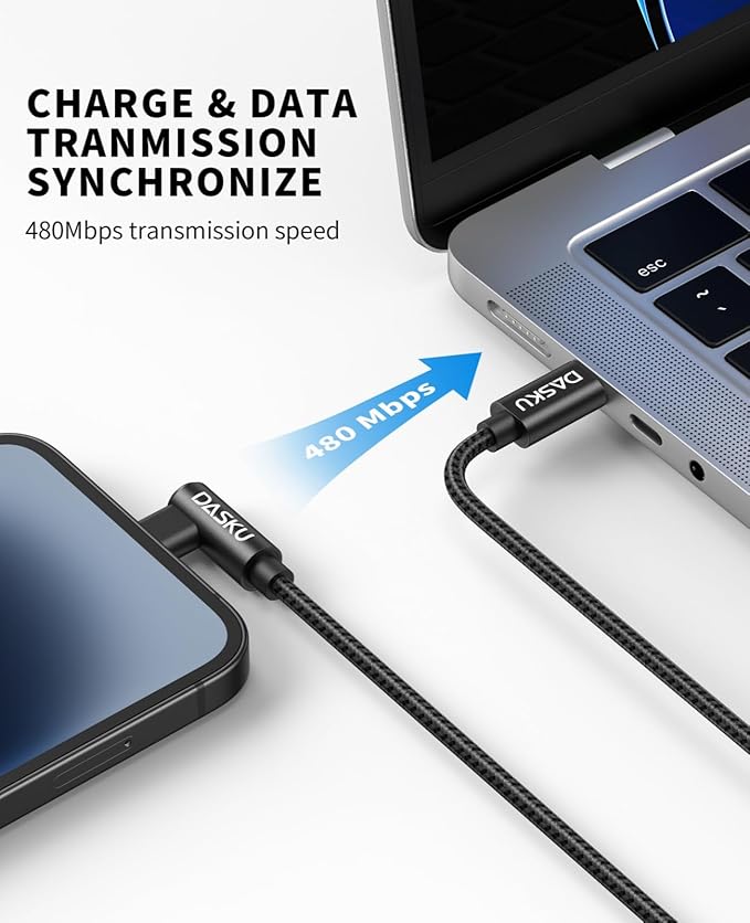 iPhone 14 13 Charger Cable 3FT, 90 Degree USB C to Lightning Cable Fast Nylon Braided Fast Charger Nylon Braided 20W Charging Data Sync Cord Compatible with iPhone 14/13/Pro/12/Max/11/XS/XR/8/Plus