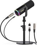 TONOR XLR/USB Gaming Mic, Dynamic Microphone for Podcast Recording Streaming with RGB Light, Mute Button, Headphones Jack, Monitoring, Desktop Stand, Metal Vocal Mic for PC Mac Android PS4/5 TD520S
