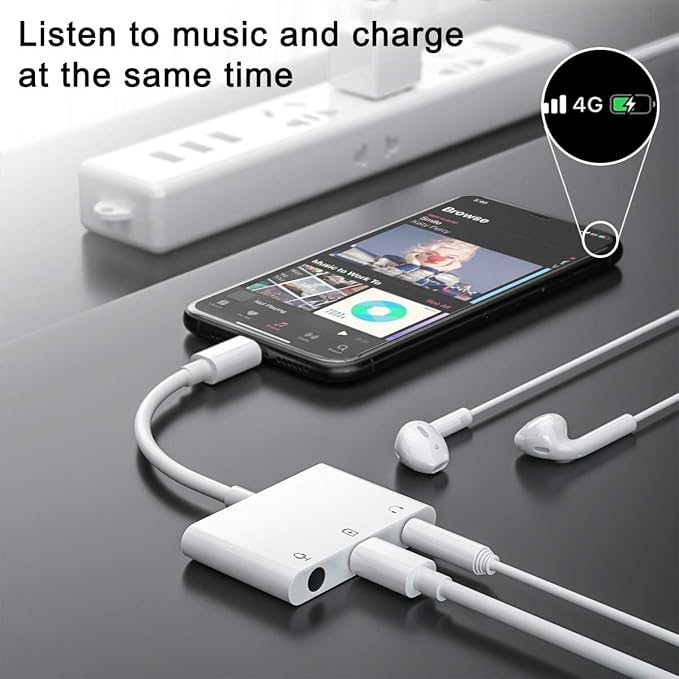 COVS Lightning to Microphone Audio Adapter, Upgraded 3 in 1 Dual 3.5mm Microphone Audio Jack and Charging Aux Headphone Splitter Adapter, Compatible with iPhone 12/11/iPad