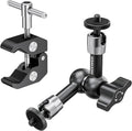 NEEWER 6"/15cm Adjustable Magic Arm with Super Clamp, 1/4" & 3/8" Threads, 1/4" Screws for Flash/LED Light/Microphone/Monitor, Compatible with SmallRig Camera Cage, Max Load: 4.4lb/2kg, ST15C
