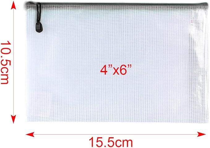 Plastic Mesh Zipper Pouch Document Folders Bag Zip File Bags for Organizing,Office Supplies, Board Game Organization,Home Storage-15 Pcs (Black, 4"x 6")