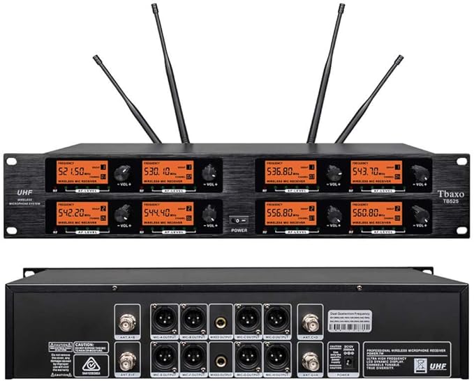 wenwen Wireless Microphone System Pro Audio 8 Channel UHF 8 Lavalier Bodypacks 8 Lapel Mic 8 Headsets for Karaoke System Meeting Church Speaking Conference Wedding Party Frequency B