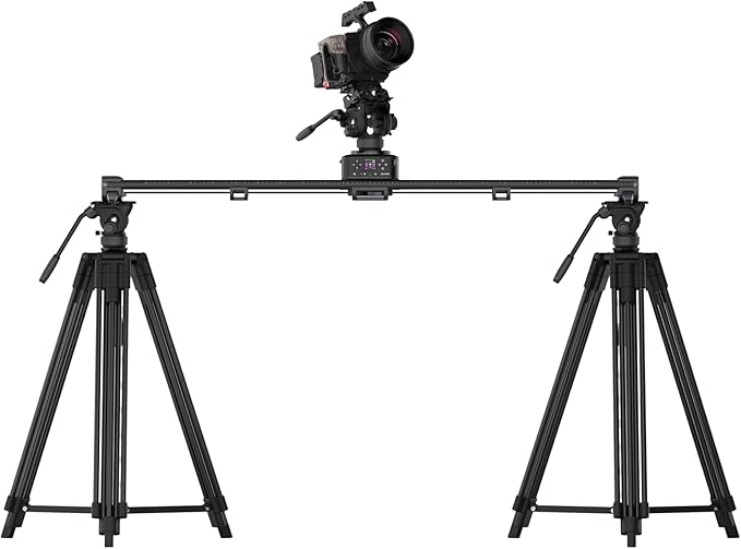 Zeapon AXIS 120 (2-axis) Multi-axis Motorized Camera Slider, 47''/120cm DSLR Dolly Carbon Fiber Electric Track, LCD Screen APP Control, Pan Head for 360° Panoramic Time-Lapse Follow Focus