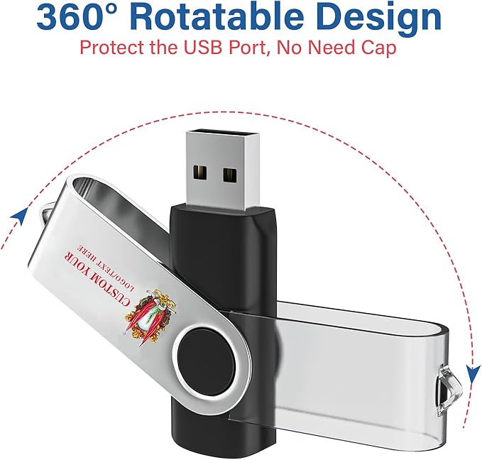Personalized Flash Drives 128MB, Wooolken Customizable USB 2.0 Thumb Drives 10/20/50/100 Pack, Logo Memroy Stick Custom Flash Drive Engraved Logo (Mixcolors)