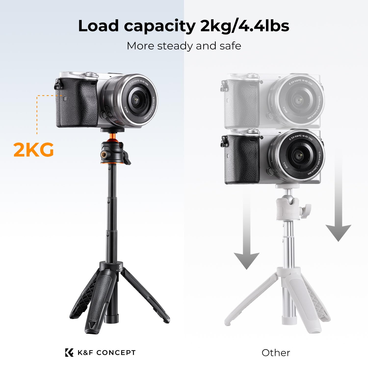 K&F Concept Selfie Stick Tripod. Black