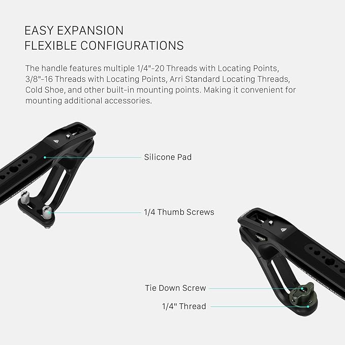 Tilta Xeno Top Handle for Filmmakers & Cameras - Titanium Gray | Aluminum Alloy and Silicone Build | 1/4″-20 w/Locating Points | Safety Release Pin | Comfortable Handling (Cold Shoe)