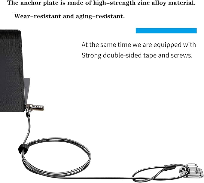 3 Pack Anti Theft Self Adhesive Security Plate for Cables to Lock Down Laptops, Mac Book, Tablets, iPad, or Other Computer