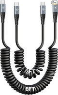 KIYODA 3FT & 6FT USB C to USB C Cable 2Pack - Coiled Type C Fast Charging Cable for Car, Compatible with iPhone 16/15/Plus/Pro/Pro Max/MacBook Pro 2020/Samsung Galaxy S23