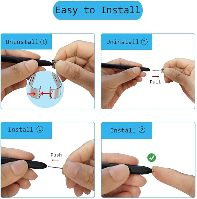 Pen Tips Replacement Compatible with Remarkable 2 Marker Plus Pencil, Pencil Nibs Compatible with Kindle Scribe Basic and Premium Pen (2 PCS Metal Tips, 10 PCS 2B Tips)