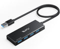 USB 3.0 Hub,4 Port USB Splitter Extender Portable Adapter Multiport Data Hub for Laptop,Xbox, Flash Drive,HDD,Console,Camera,Keyborad,Mouse Windows,Mac OS PC,Not Designed to Charge Devices-Black