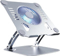 SHUWEI Laptop Cooling Stand with 3 Speed Fan, Adjustable Height Laptop Stand for Desk, Ergonimic Aluminum Laptop Cooling Pad for 10-15'' Notebook - Silver