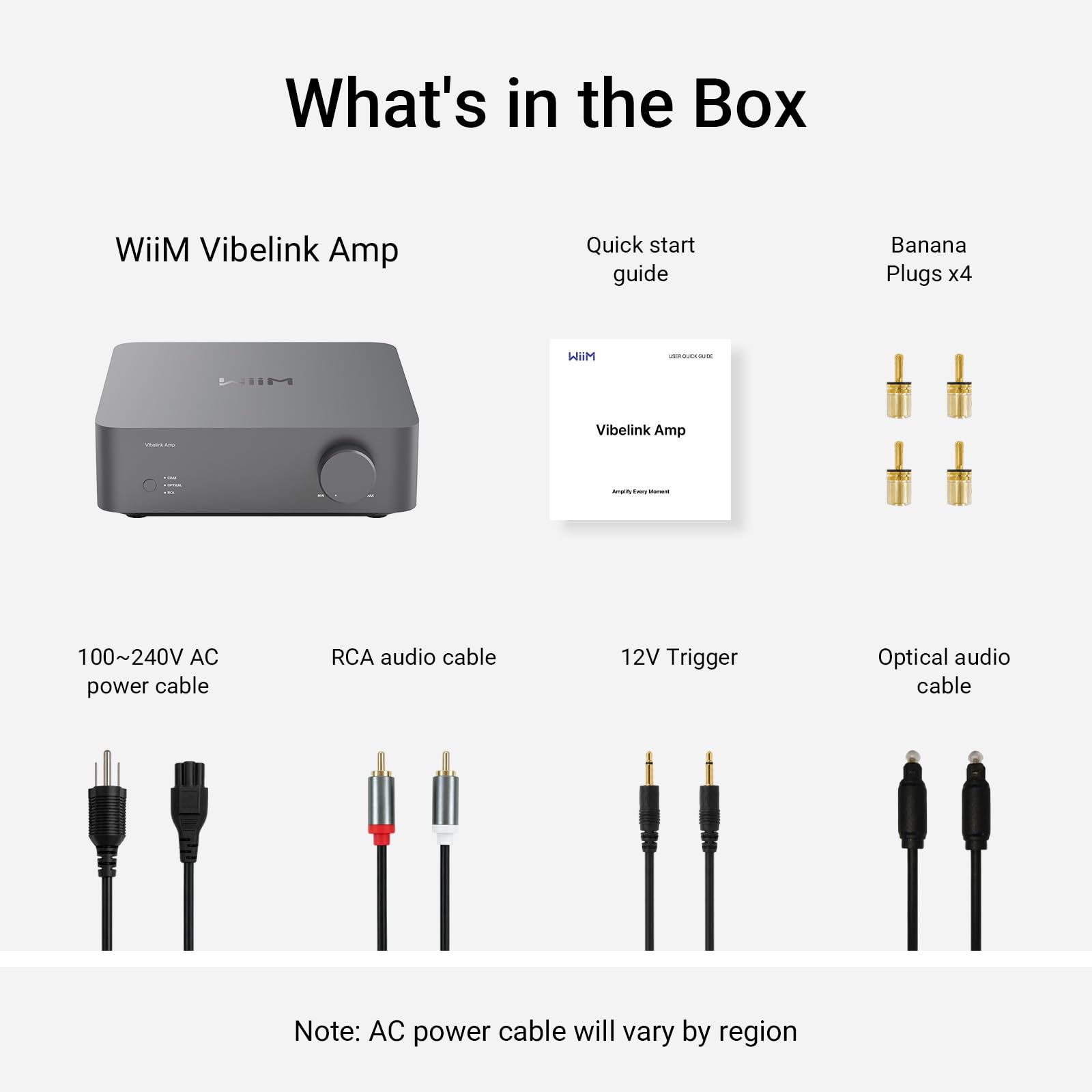 WiiM Vibelink Amp | 100W Power Amplifier with Premium ESS 9039Q2M DAC and TI TPA3255 | Compatible with WiiM Mini, Pro, Pro Plus, and Ultra | RCA, Coax, and Optical Inputs | Space Gray