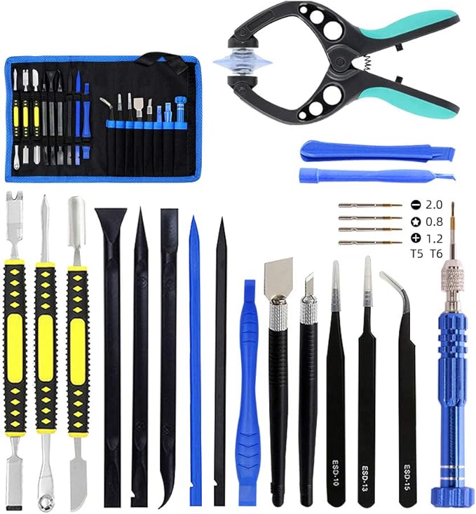 18 in 1 Electronics Repair Tool Kit, Precision Screwdriver Set, Opening Pry Tool Kit and Screen Opening Pliers with Portable Bag for Repair Mobile Phone, Laptop, Tablets, Watch