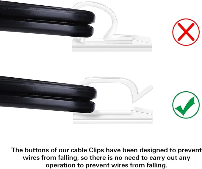60 PCS XHF 3/4” Adhesive Cable Wire Clips Clear, Cable Staples Outdoor Cable Management Wire Organizer Cord Holder for Under Desk, Car, Wall, TV PC Ethernet Cable WCL7-clear-60p