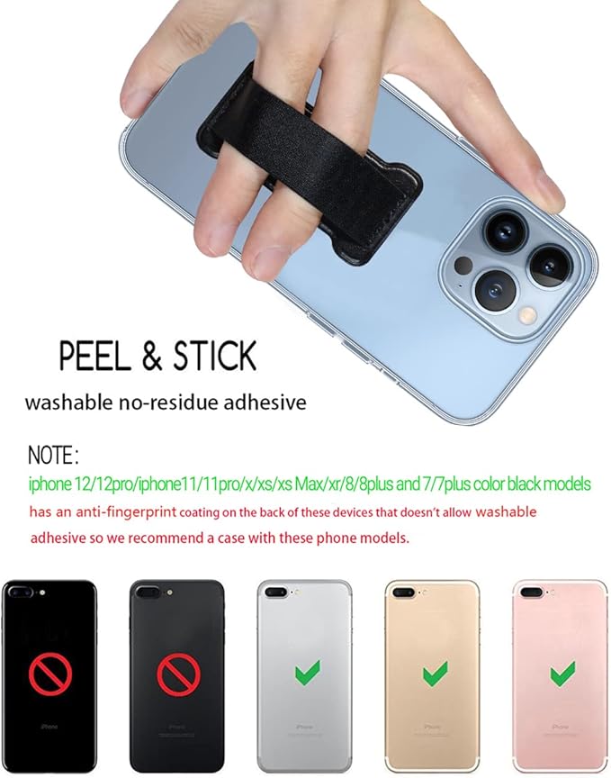 Phone Grip Strap Holder for Hand, Universal Finger Strap Phone Holder, Finger Selfie Grip Compatible with Most Smartphones (Deep Purple) -2PC