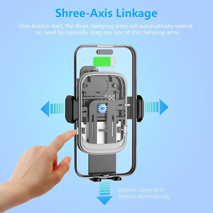 Wireless Car Charger, Auto-Clamping Car Mount 15W/10W/7.5W Fast Charging Air Vent Car Phone Mount Compatible with iPhone 14/13/13 Pro/12 Pro Max/12 pro/12/11/10/8 Series, Samsung Galaxy Series