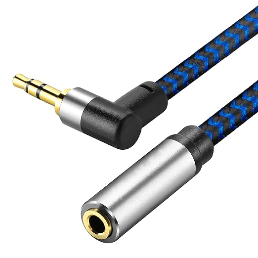 3.5mm Male to Female Extension Stereo Audio Extension Cable 3FT, Cotton-Braided Audio Extension Cable, Stereo Jack Cord for Phones, Headphones, Speakers, Tablets, PCs and More