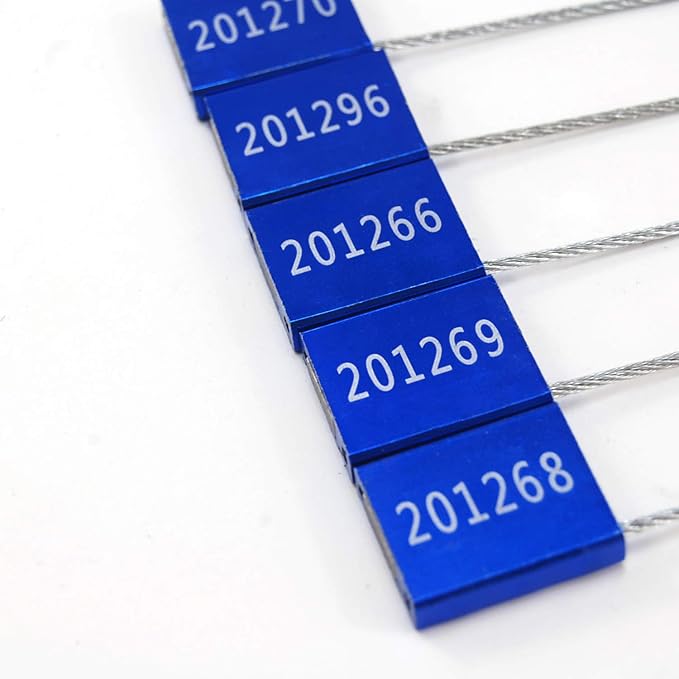 High Security Cable Seals Metal Container Seals Pull Tight Alumium Shipping Security Tags for Logisitics ISO 17712 Certificated (Pack of 100, Blue)
