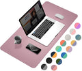 YSAGi Desk Pad, Desk Mat, Dual-Sided Desk Pad, 31.5" x 15.7" Laptop Leather Desk Pad Protector, Desk Blotter for Keyboard and Mouse, Waterproof Desk Writing Pad for Office and Home (Dark Pink+Pink)