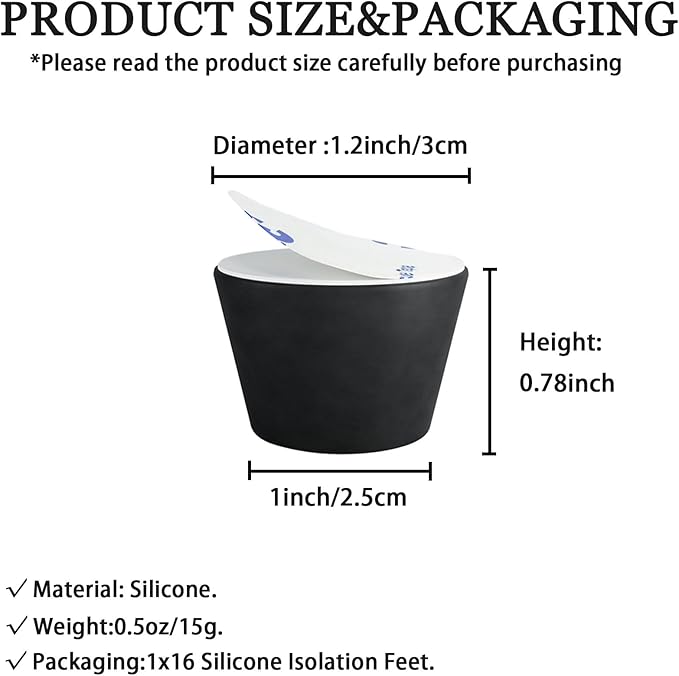 1.2" Silicone Non-Skid Speaker Pads-16Pack, Adhesive, for Small Speakers, Turntable, Subwoofer Isolation Feet, Reduced Resonance & Vibration